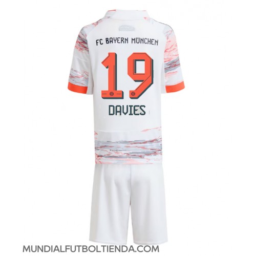 Camiseta Bayern Munich Alphonso Davies #19 Segunda Equipación Replica 2025-26 para niños mangas cortas (+ Pantalones cortos)